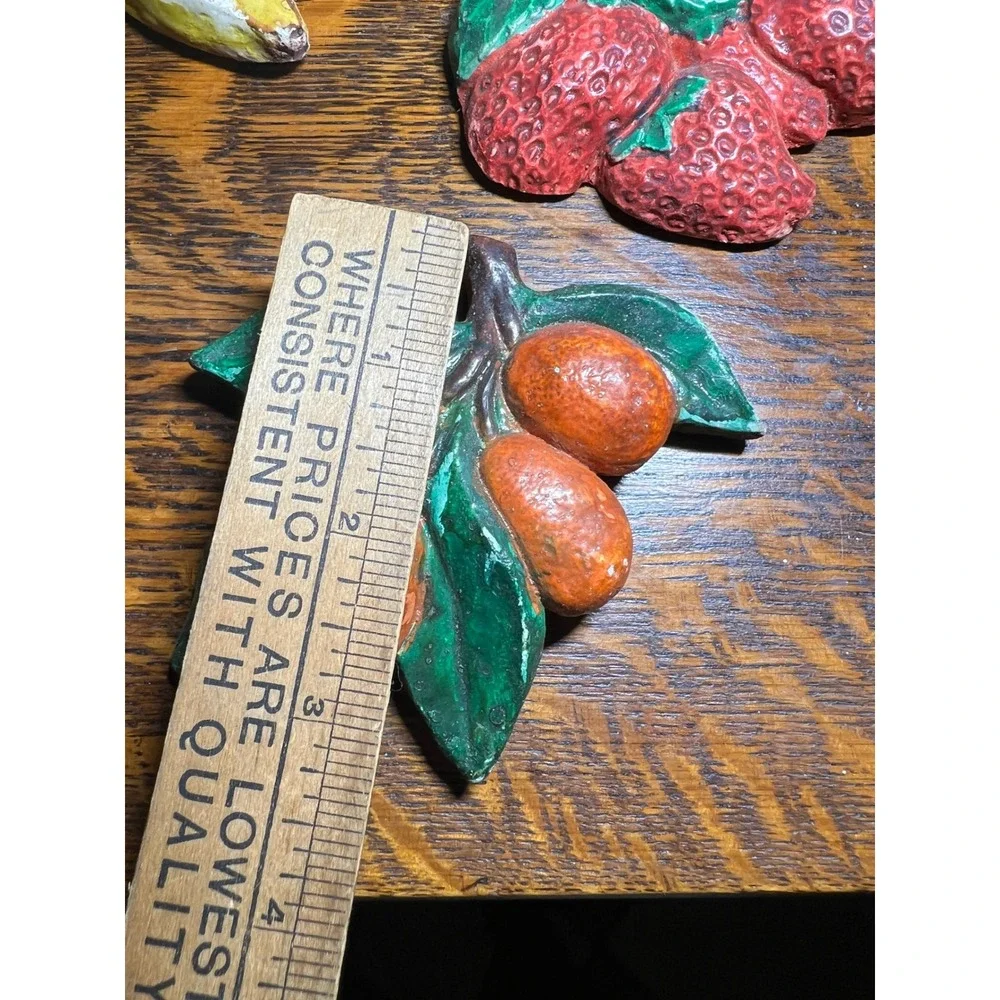 Vintage Chalkware Fruit Wall Plaques Set of 5 Mid Century Kitchen Decor Kitsch
